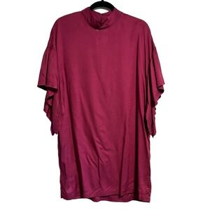 IRO Theifya Flutter Sleeve Mock Neck Fushia Burgundy Shift Mini Dress Size 38